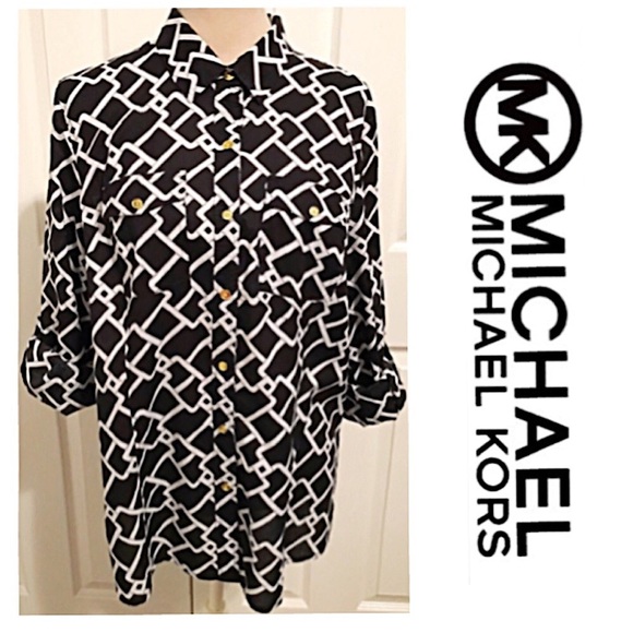 MICHAEL Michael Kors Tops - Michael Kors, Buttoned Down Patterned Shirt